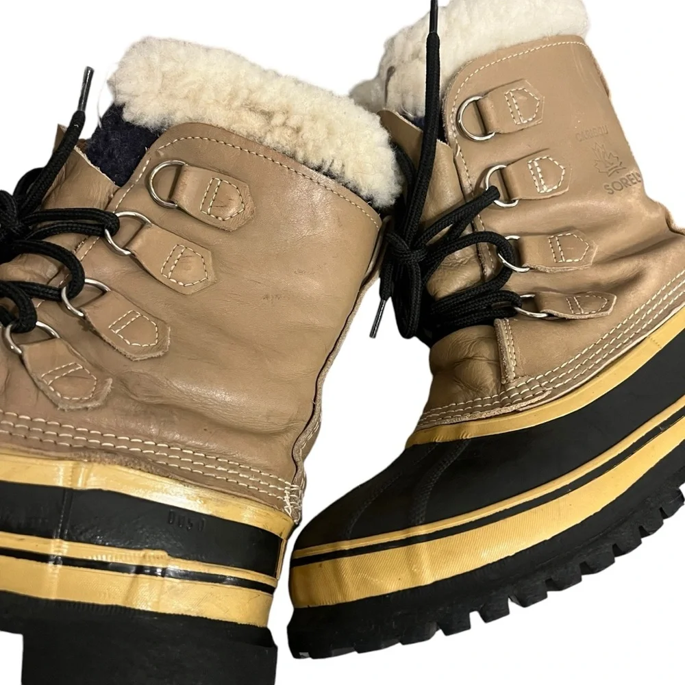 SOREL Caribou Waterproof Sherpa Wool Heavy Snow Winter Duck Boots unisex M7 W9